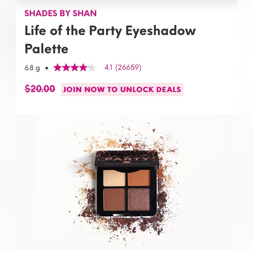 SHADES BY SHAN Life of the Party Vol 1 Eyeshadow Palette 4 pan eyeshadow palette